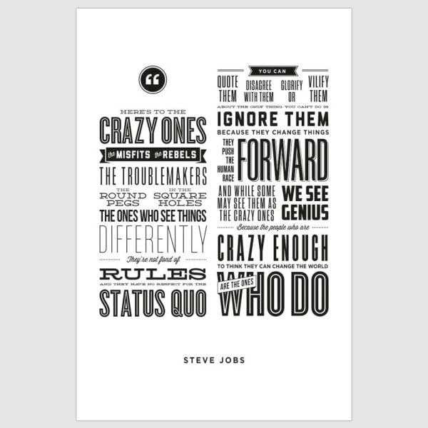 Steve Jobs- Heres to the crazy ones Inspirational Poster (12 x 18 inch)