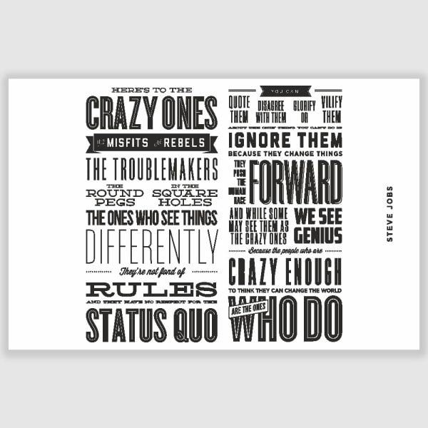 Steve Jobs- Heres to the crazy ones Inspirational Poster (12 x 18 inch)