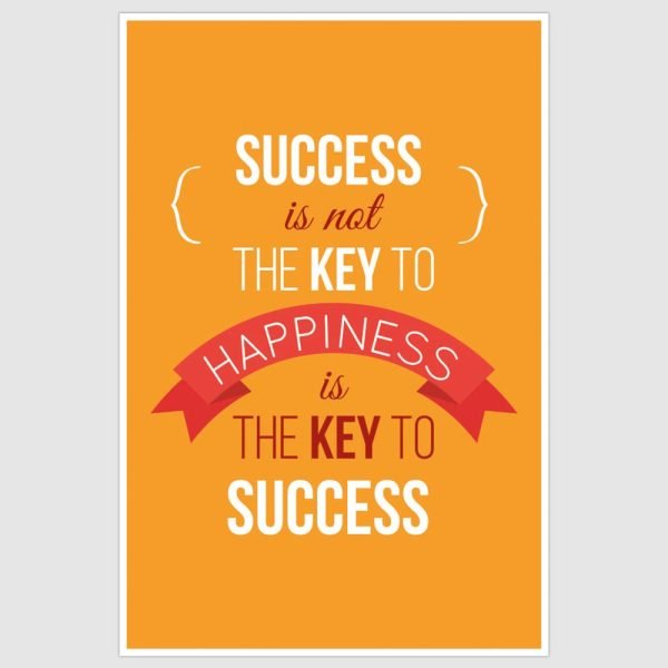 Happiness Is The Key to Success Inspirational Poster (12 x 18 inch)