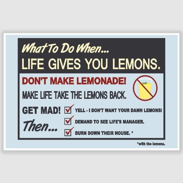 When Life Gives You Lemons Funny Poster (12 x 18 inch)