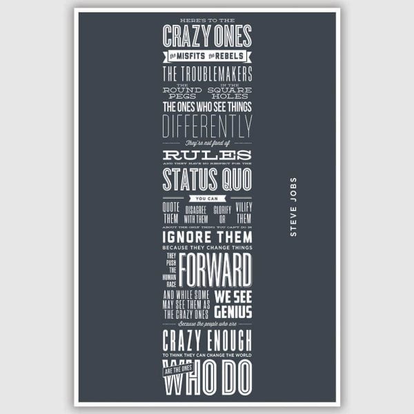 Steve Jobs - Heres to the crazy ones Inspirational Poster (12 x 18 inch)