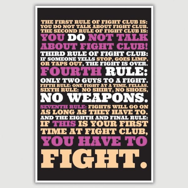 Fight Club - The First Rule Movie Quote Poster (12 x 18 inch)