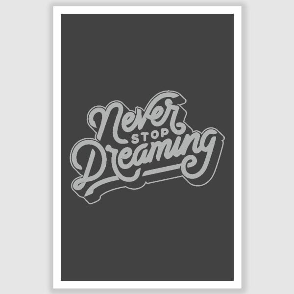 Never Stop Dreaming Inspirational Poster (12 x 18 inch)