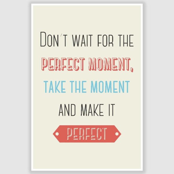 Dont Wait For The Perfect Moment Inspirational Poster (12 x 18 inch)