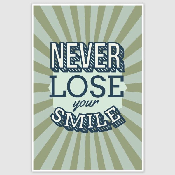 Never Lose Your Smile Inspirational Poster (12 x 18 inch)