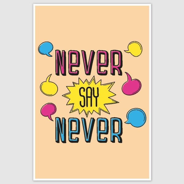 Never Say Never Inspirational Poster (12 x 18 inch)