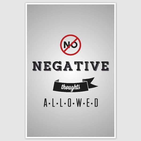 No Negative Thoughts Motivational Poster (12 x 18 inch)