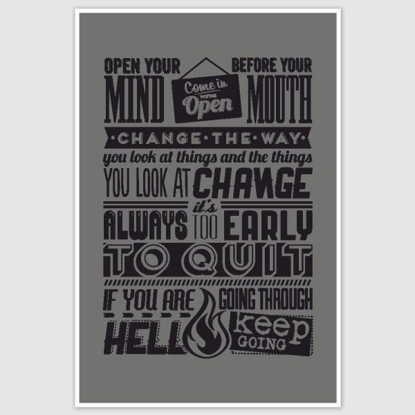 Open Your Mind Change The Way Motivational Quotes Retro Poster (12 x 18 inch)