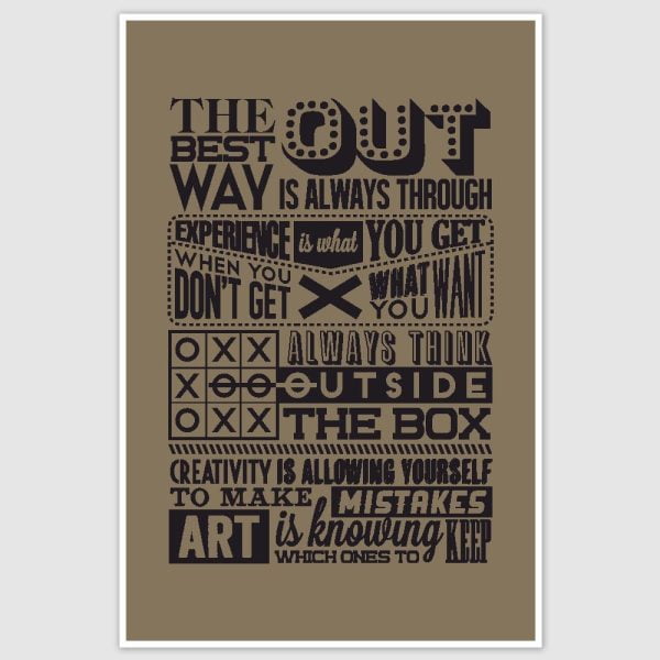 The Best Way Out Motivational Quotes Retro Poster (12 x 18 inch)