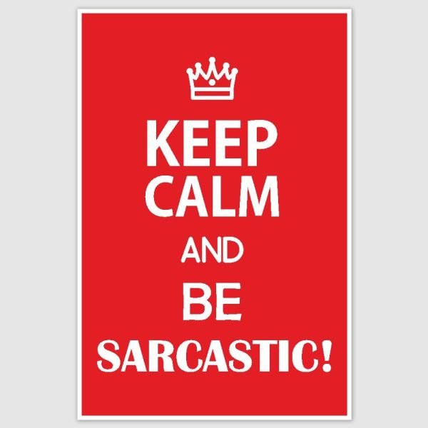 Keep Calm and Be Sarcastic Funny Poster (12 x 18 inch)
