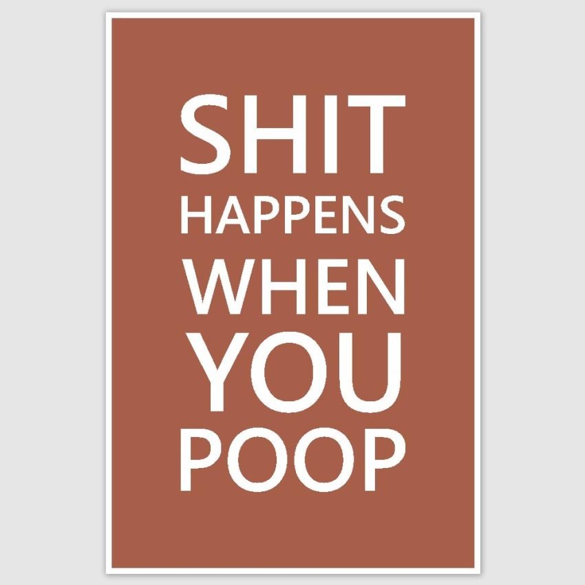 Shit Happens Funny Poster (12 x 18 inch)