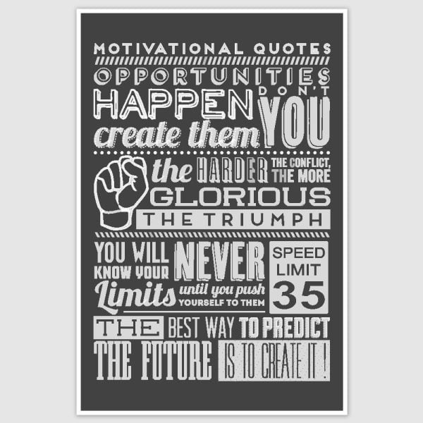 Motivational Quotes Typography Poster (12 x 18 inch)