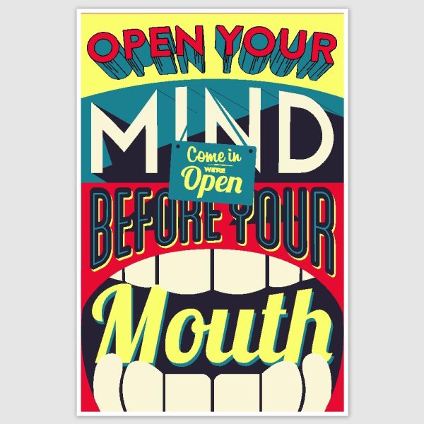 Open Your Mind Colorful Inspirational Poster (12 x 18 inch)