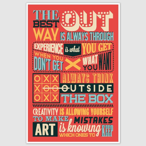 The Best Way Out Colorful Motivational Poster (12 x 18 inch)