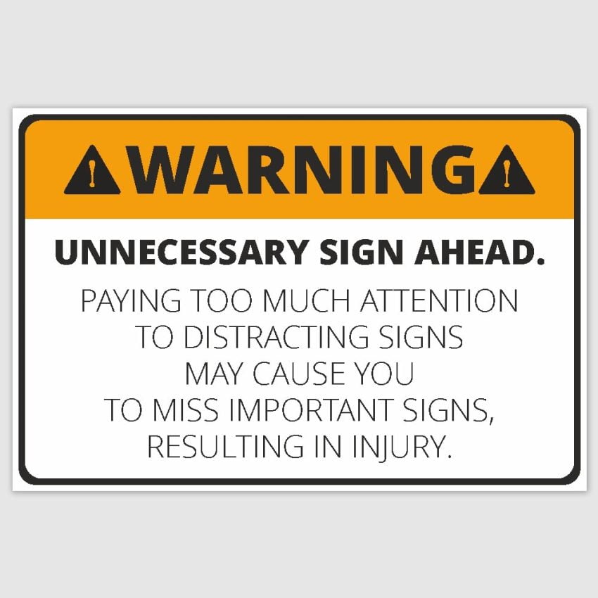 Warning Unnecessary Sign Funny Poster (12 x 18 inch)