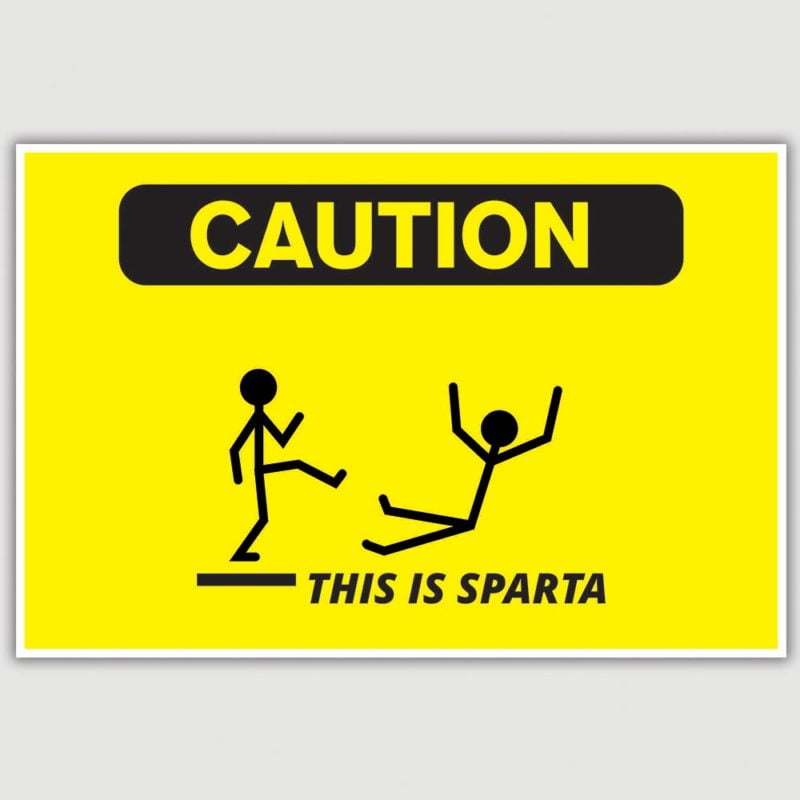 Warning - This Is Sparta Funny Poster (12 x 18 inch)