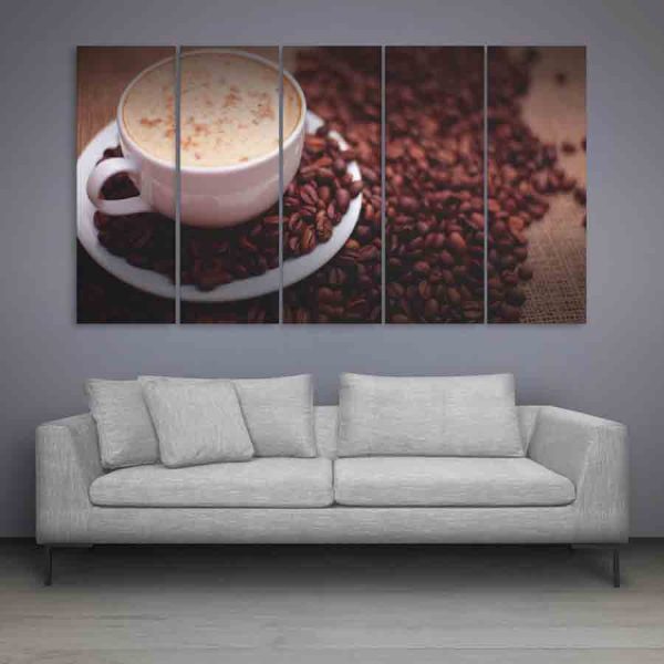Multiple Frames Beautiful Coffee Beans Wall Painting (150cm X 76cm)