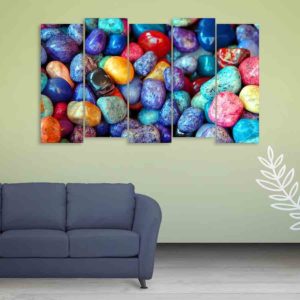 Multiple Frames Beautiful Colorful Pebbles Wall Painting (150cm X 76cm)