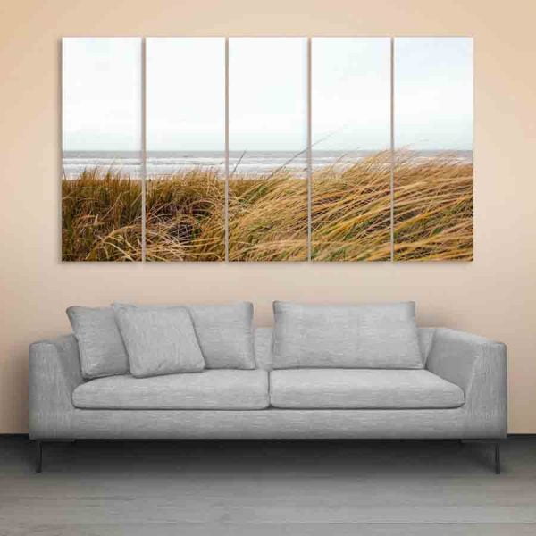 Multiple Frames Beautiful Fields Ocean Wall Painting (150cm X 76cm)