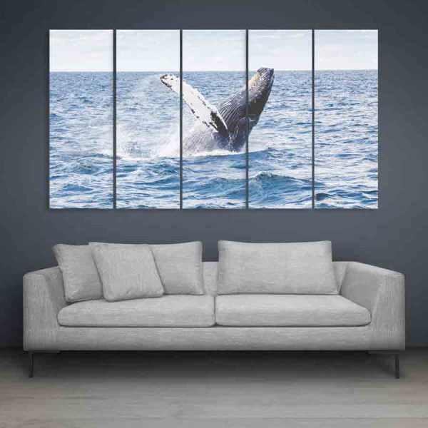 Multiple Frames Beautiful Fish In Ocean Wall Painting (150cm X 76cm)