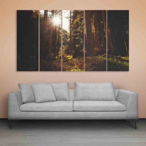 Multiple Frames Beautiful Forest Area Wall Painting (150cm X 76cm)