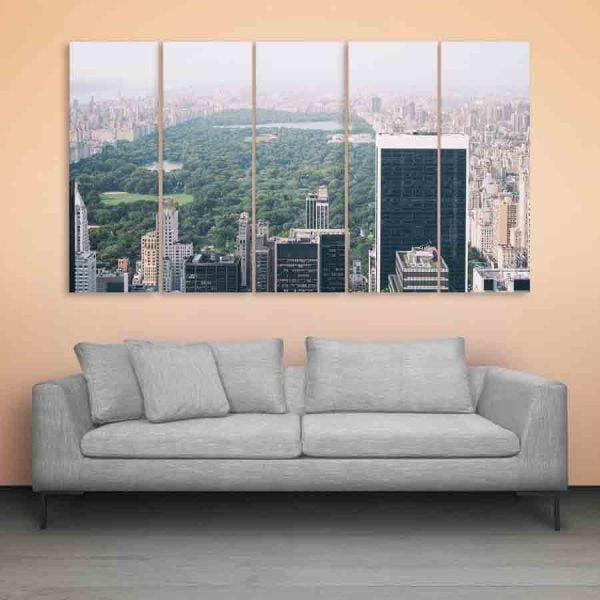 Multiple Frames Beautiful City Skyline Wall Painting (150cm X 76cm)
