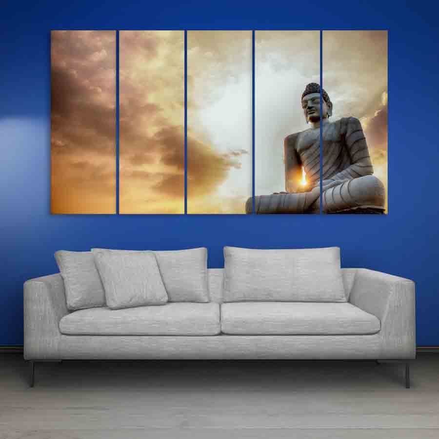 Multiple Frames Buddha Beautiful Wall Painting 150cm X 76cm Inephos