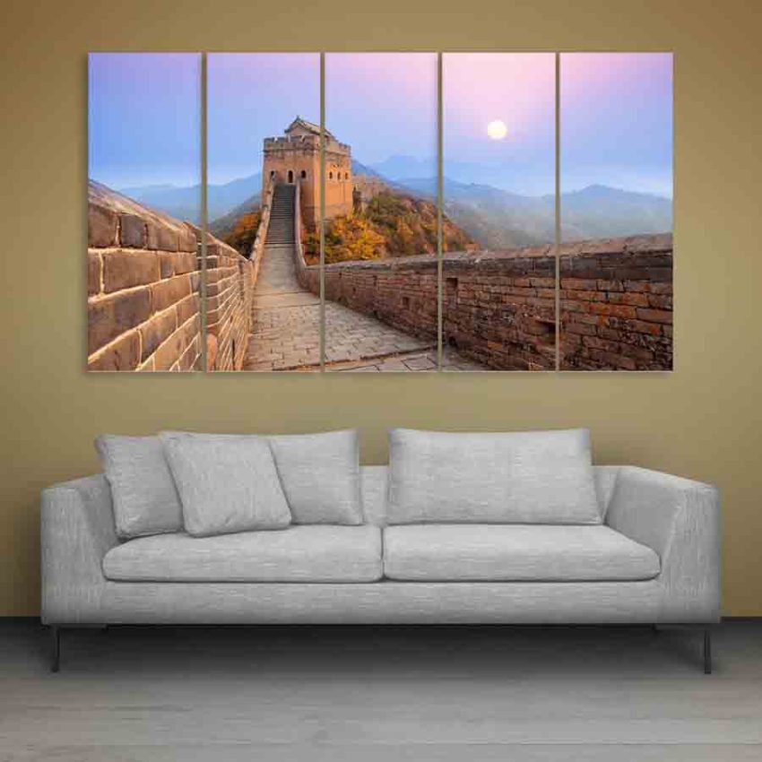 Multiple Frames Great Wall Of China Wall Painting (150cm X 76cm)