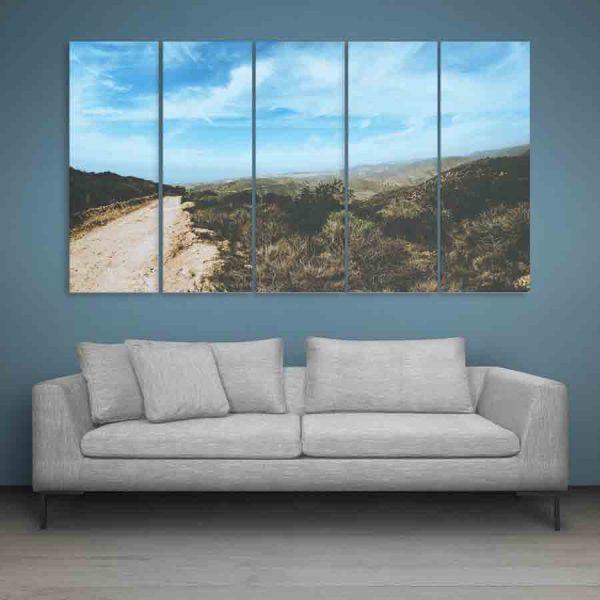 Multiple Frames Beautiful Hills Wall Painting (150cm X 76cm)