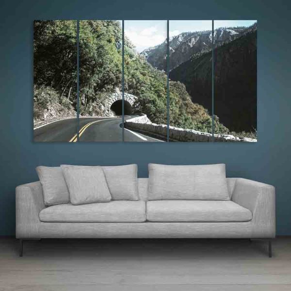 Multiple Frames Tunnel In Mountains Wall Painting (150cm X 76cm)