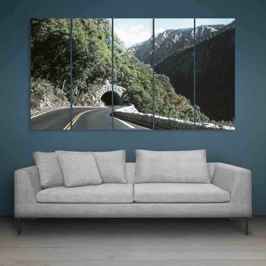 Multiple Frames Tunnel In Mountains Wall Painting (150cm X 76cm)