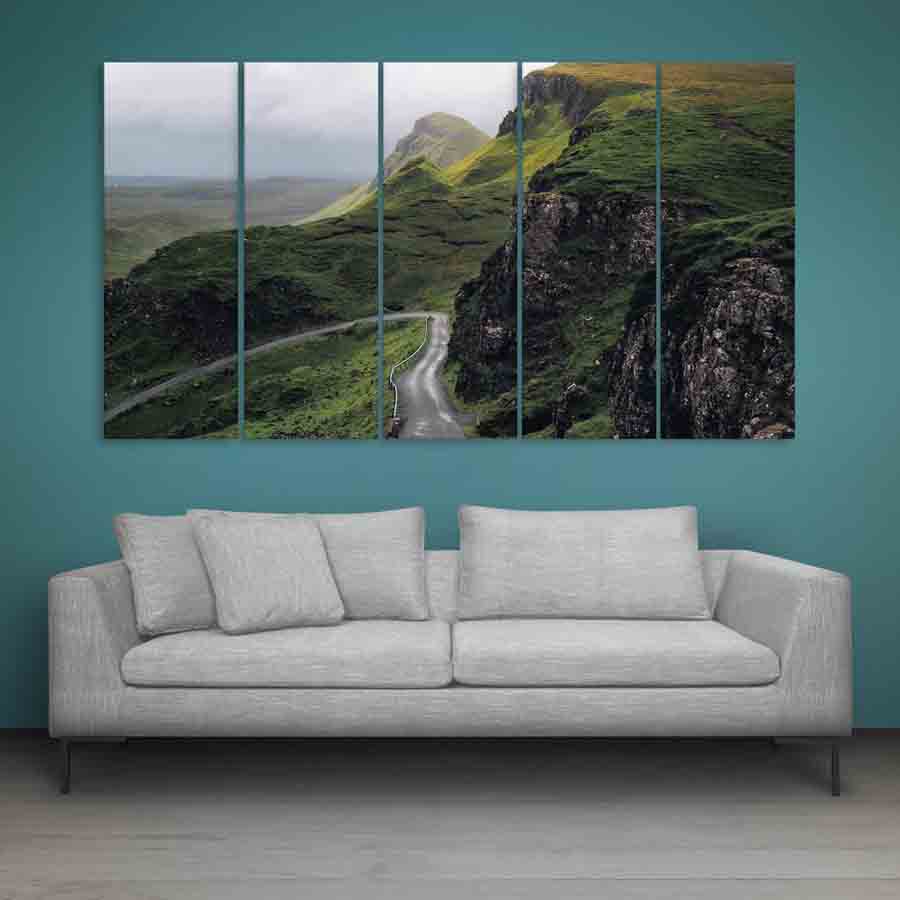 Multiple Frames Mountain Road Wall Painting 150cm X 76cm Inephos