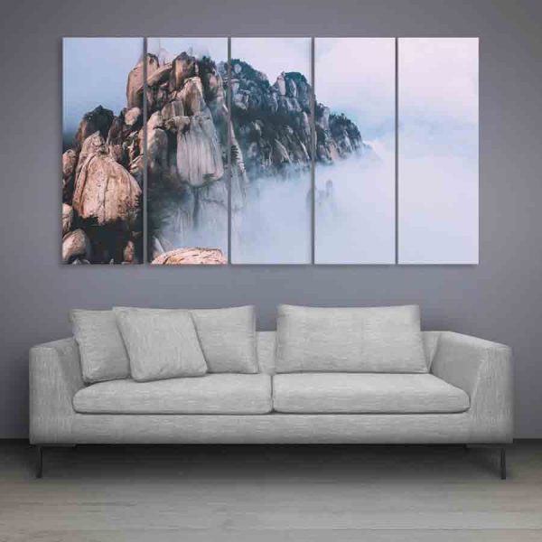 Multiple Frames Beautiful Himalayas Wall Painting (150cm X 76cm)