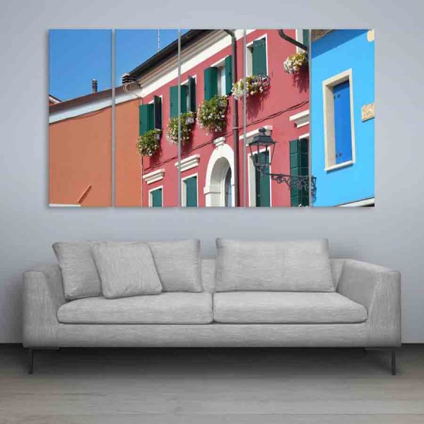Multiple Frames Beautiful Colorful Homes Wall Painting (150cm X 76cm)