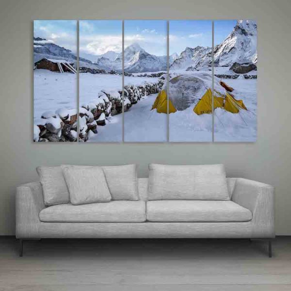 Multiple Frames Snow Mountains Wall Painting (150cm X 76cm)
