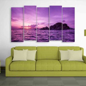 Multiple Frames Island Sunset Wall Painting (150cm X 76cm)