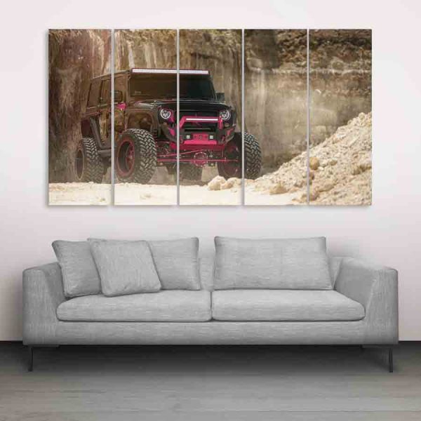 Multiple Frames Beautiful Jeep Wall Painting (150cm X 76cm)