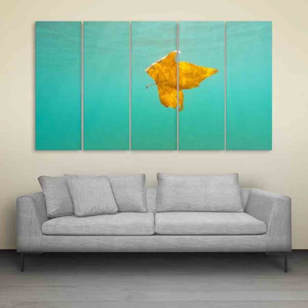 Multiple Frames Leaf In Water Wall Painting (150cm X 76cm)