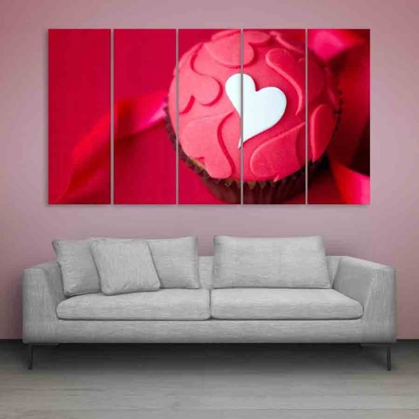 Multiple Frames Love Cupcake Wall Painting (150cm X 76cm)