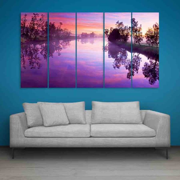 Multiple Frames Beautiful River Wall Painting (150cm X 76cm)