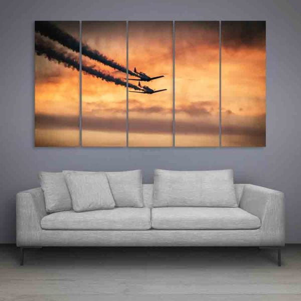Multiple Frames Planes In Sky Wall Painting (150cm X 76cm)
