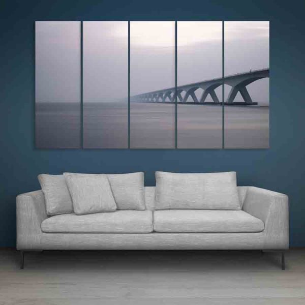Multiple Frames Beautiful Bridge Wall Painting (150cm X 76cm)
