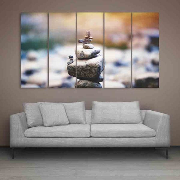Multiple Frames Beautiful Small Stones Wall Painting (150cm X 76cm)