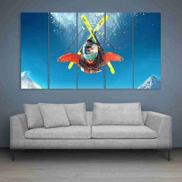 Multiple Frames Steep Skiing Wall Painting (150cm X 76cm)