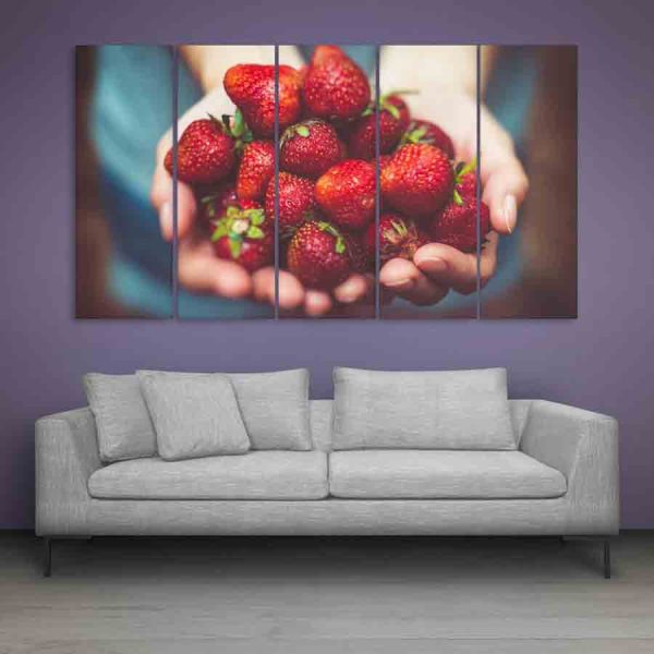 Multiple Frames Beautiful Strawberries Wall Painting (150cm X 76cm)