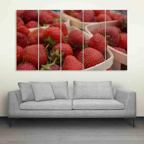 Multiple Frames Beautiful Strawberries Wall Painting (150cm X 76cm)