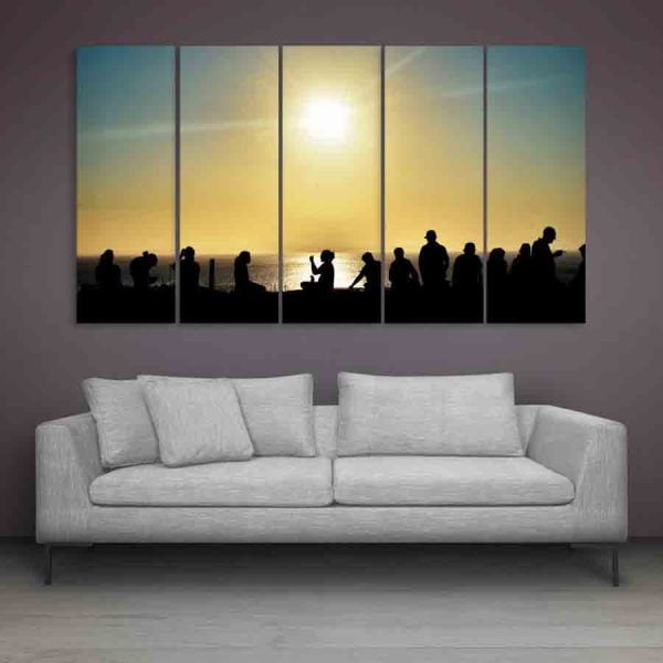 Multiple Frames Beautiful Ocean Sunset Wall Painting (150cm X 76cm)