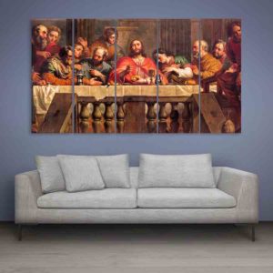 Multiple Frames Jesus The Last Supper Wall Painting (150cm X 76cm)