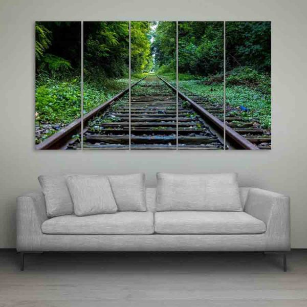 Multiple Frames Train Track Wall Painting (150cm X 76cm)