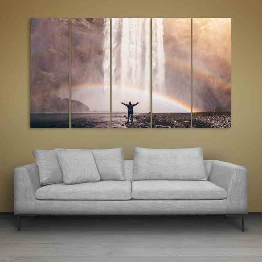 Multiple Frames Water Falls Wall Painting (150cm X 76cm)